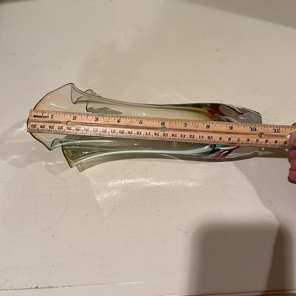 Adam Jablonski art glass hand blown vase clear multicolored signed - Picture 10 of 12